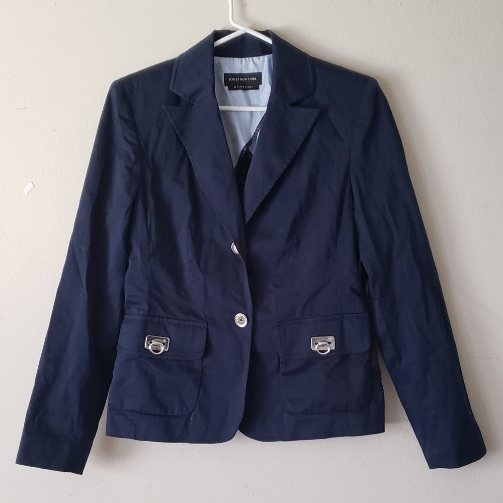 Jones New York Navy Blue Blazer Tailored Suit Jacket